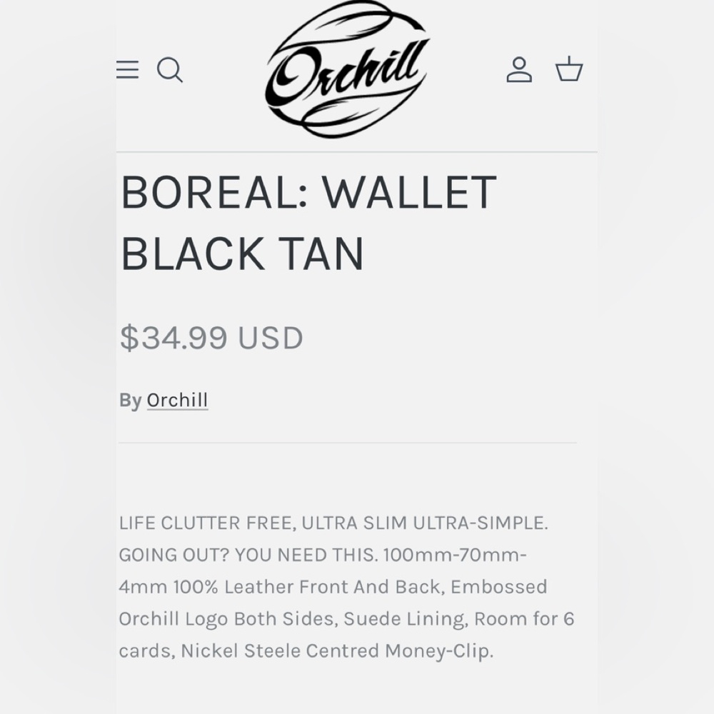 NIB - Orchill Boreal Black Leather Cardholder/Moneyclip - Picture 5 of 5